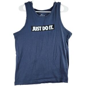 Nike Just Do It Graphic Tank Top Navy Blue Sleeveless Shirt Mens Small